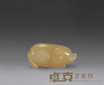 清 黄玉小猪 长4.2cm
